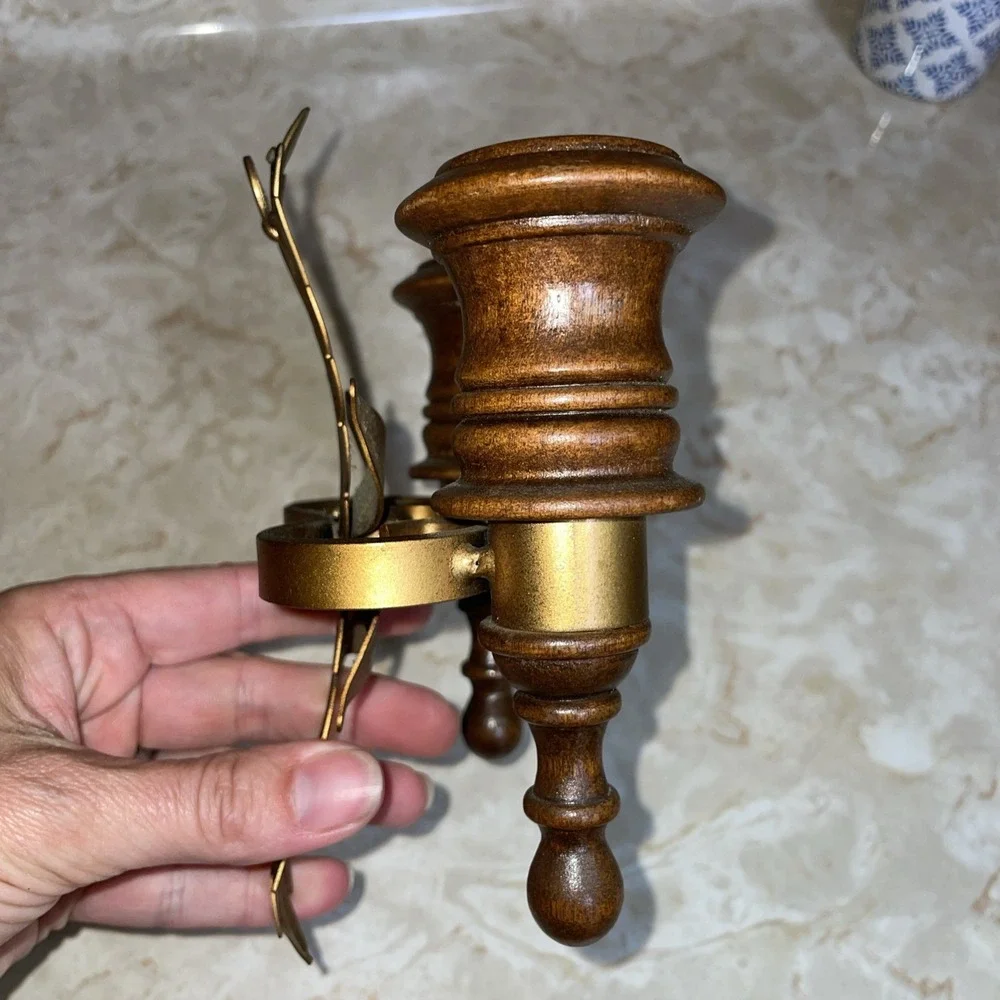 Vintage Homco MCM‎ Double Wall Sconce Candle Holder Twin Taper